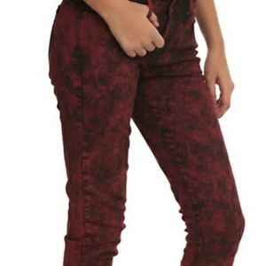 Lovesick red acid wash skinny jeans